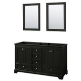 Wyndham WCS202060DDECXSXXM24 Deborah 60 Inch Double Bathroom Vanity in Dark Espresso, No Countertop, No Sinks, and 24 Inch Mirrors