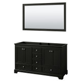 Wyndham WCS202060DDECXSXXM58 Deborah 60 Inch Double Bathroom Vanity in Dark Espresso, No Countertop, No Sinks, and 58 Inch Mirror
