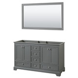 Wyndham WCS202060DKGCXSXXM58 Deborah 60 Inch Double Bathroom Vanity in Dark Gray, No Countertop, No Sinks, and 58 Inch Mirror Wyndham WCS202060DKGCXSXXM58 Deborah 60 Inch Double Bathroom Vanity in Dark Gray, No Countertop, No Sinks, and 58 Inch Mirror
