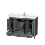 Wyndham WCS141448SKGC2UNSMXX Sheffield 48 Inch Single Bathroom Vanity in Dark Gray, Carrara Cultured Marble Countertop, Undermount Square Sink, No Mirror