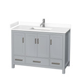 Wyndham WCS141448SGYWCUNSMXX Sheffield 48 Inch Single Bathroom Vanity in Gray, White Cultured Marble Countertop, Undermount Square Sink, No Mirror