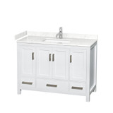 Wyndham WCS141448SWHC2UNSMXX Sheffield 48 Inch Single Bathroom Vanity in White, Carrara Cultured Marble Countertop, Undermount Square Sink, No Mirror