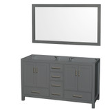 Wyndham WCS141460DKGCXSXXM58 Sheffield 60 Inch Double Bathroom Vanity in Dark Gray, No Countertop, No Sinks, and 58 Inch Mirror