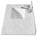 Wyndham WCV252536SWHCMUNSM24 Daria 36 Inch Single Bathroom Vanity in White, White Carrara Marble Countertop, Undermount Square Sink, and 24 Inch Mirror