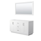 Wyndham WCF292960DWHCXSXXM58 Miranda 60 Inch Double Bathroom Vanity in White, No Countertop, No Sink, Brushed Nickel Trim, 58 Inch Mirror