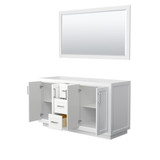 Wyndham WCF292960DWHCXSXXM58 Miranda 60 Inch Double Bathroom Vanity in White, No Countertop, No Sink, Brushed Nickel Trim, 58 Inch Mirror