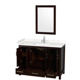 Wyndham WCS141448SESC2UNSM24 Sheffield 48 Inch Single Bathroom Vanity in Espresso, Carrara Cultured Marble Countertop, Undermount Square Sink, 24 Inch Mirror