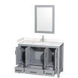 Wyndham WCS141448SGYC2UNSM24 Sheffield 48 Inch Single Bathroom Vanity in Gray, Carrara Cultured Marble Countertop, Undermount Square Sink, 24 Inch Mirror