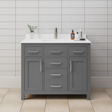 Wyndham WCG242442SKGWCUNSMXX Beckett 42 Inch Single Bathroom Vanity in Dark Gray, White Cultured Marble Countertop, Undermount Square Sink, No Mirror