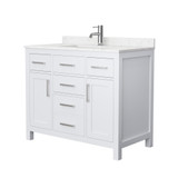 Wyndham WCG242442SWHCCUNSMXX Beckett 42 Inch Single Bathroom Vanity in White, Carrara Cultured Marble Countertop, Undermount Square Sink, No Mirror