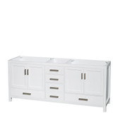 Wyndham WCS141480DWHCXSXXMXX Sheffield 80 Inch Double Bathroom Vanity in White, No Countertop, No Sinks, and No Mirror