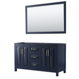Wyndham WCV252560DBLCXSXXM58 Daria 60 Inch Double Bathroom Vanity in Dark Blue, No Countertop, No Sink, 58 Inch Mirror Wyndham WCV252560DBLCXSXXM58 Daria 60 Inch Double Bathroom Vanity in Dark Blue, No Countertop, No Sink, 58 Inch Mirror