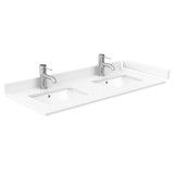 Wyndham WCG242448DWHWCUNSMXX Beckett 48 Inch Double Bathroom Vanity in White, White Cultured Marble Countertop, Undermount Square Sinks, Brushed Nickel Trim