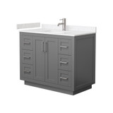 Wyndham WCF292942SKGC2UNSMXX Miranda 42 Inch Single Bathroom Vanity in Dark Gray, Light-Vein Carrara Cultured Marble Countertop, Undermount Square Sink, Brushed Nickel Trim