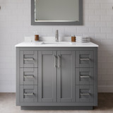 Wyndham WCF292942SKGWCUNSMXX Miranda 42 Inch Single Bathroom Vanity in Dark Gray, White Cultured Marble Countertop, Undermount Square Sink, Brushed Nickel Trim