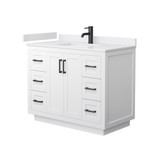 Wyndham WCF292942SWBWCUNSMXX Miranda 42 Inch Single Bathroom Vanity in White, White Cultured Marble Countertop, Undermount Square Sink, Matte Black Trim Wyndham WCF292942SWBWCUNSMXX Miranda 42 Inch Single Bathroom Vanity in White, White Cultured Marble Countertop, Undermount Square Sink, Matte Black Trim