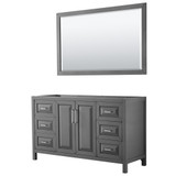 Wyndham WCV252560SKGCXSXXM58 Daria 60 Inch Single Bathroom Vanity in Dark Gray, No Countertop, No Sink, and 58 Inch Mirror