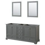 Wyndham WCS202072DKGCXSXXM24 Deborah 72 Inch Double Bathroom Vanity in Dark Gray, No Countertop, No Sinks, and 24 Inch Mirrors
