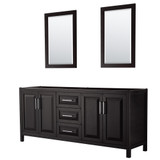 Wyndham WCV252580DDECXSXXM24 Daria 80 Inch Double Bathroom Vanity in Dark Espresso, No Countertop, No Sink, and 24 Inch Mirrors