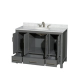 Wyndham WCS141448SKGCMUNOMXX Sheffield 48 Inch Single Bathroom Vanity in Dark Gray, White Carrara Marble Countertop, Undermount Oval Sink, and No Mirror