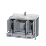 Wyndham WCS141448SGYCMUNSMXX Sheffield 48 Inch Single Bathroom Vanity in Gray, White Carrara Marble Countertop, Undermount Square Sink, and No Mirror