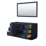 Wyndham WCF292960SBLCXSXXM58 Miranda 60 Inch Single Bathroom Vanity in Dark Blue, No Countertop, No Sink, Brushed Gold Trim, 58 Inch Mirror