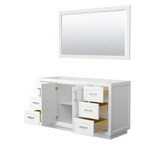 Wyndham WCF292960SWHCXSXXM58 Miranda 60 Inch Single Bathroom Vanity in White, No Countertop, No Sink, Brushed Nickel Trim, 58 Inch Mirror
