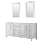 Wyndham WCV252572DWGCXSXXM24 Daria 72 Inch Double Bathroom Vanity in White, No Countertop, No Sink, 24 Inch Mirrors, Brushed Gold Trim Wyndham WCV252572DWGCXSXXM24 Daria 72 Inch Double Bathroom Vanity in White, No Countertop, No Sink, 24 Inch Mirrors, Brushed Gold Trim
