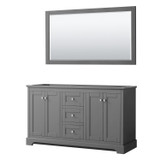 Wyndham WCV232360DKGCXSXXM58 Avery 60 Inch Double Bathroom Vanity in Dark Gray, No Countertop, No Sinks, and 58 Inch Mirror