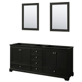 Wyndham WCS202080DDECXSXXM24 Deborah 80 Inch Double Bathroom Vanity in Dark Espresso, No Countertop, No Sinks, and 24 Inch Mirrors