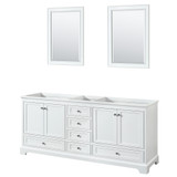 Wyndham WCS202080DWHCXSXXM24 Deborah 80 Inch Double Bathroom Vanity in White, No Countertop, No Sinks, and 24 Inch Mirrors