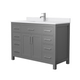 Wyndham WCG242448SKGWCUNSMXX Beckett 48 Inch Single Bathroom Vanity in Dark Gray, White Cultured Marble Countertop, Undermount Square Sink, Brushed Nickel Trim