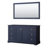 Wyndham WCV232360SBLCXSXXM58 Avery 60 Inch Single Bathroom Vanity in Dark Blue, No Countertop, No Sink, and 58 Inch Mirror