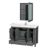 Wyndham  WCS141448SKGC2UNSMED Sheffield 48 Inch Single Bathroom Vanity in Dark Gray, Carrara Cultured Marble Countertop, Undermount Square Sink, Medicine Cabinet