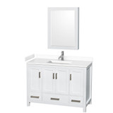 Wyndham WCS141448SWHWCUNSMED Sheffield 48 Inch Single Bathroom Vanity in White, White Cultured Marble Countertop, Undermount Square Sink, Medicine Cabinet