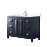 Wyndham WCV252548SBLC2UNSMXX Daria 48 Inch Single Bathroom Vanity in Dark Blue, Light-Vein Carrara Cultured Marble Countertop, Undermount Square Sink, No Mirror Wyndham WCV252548SBLC2UNSMXX Daria 48 Inch Single Bathroom Vanity in Dark Blue, Light-Vein Carrara Cultured Marble Countertop, Undermount Square Sink, No Mirror