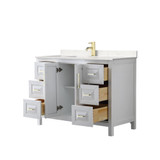 Wyndham WCV252548SWGC2UNSMXX Daria 48 Inch Single Bathroom Vanity in White, Light-Vein Carrara Cultured Marble Countertop, Undermount Square Sink, Brushed Gold Trim