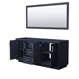 Wyndham WCF292972DBNCXSXXM70 Miranda 72 Inch Double Bathroom Vanity in Dark Blue, No Countertop, No Sink, Brushed Nickel Trim, 70 Inch Mirror