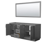 Wyndham WCF292972DGBCXSXXM70 Miranda 72 Inch Double Bathroom Vanity in Dark Gray, No Countertop, No Sink, Matte Black Trim, 70 Inch Mirror