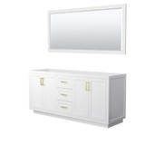 Wyndham WCF292972DWGCXSXXM70 Miranda 72 Inch Double Bathroom Vanity in White, No Countertop, No Sink, Brushed Gold Trim, 70 Inch Mirror
