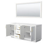 Wyndham WCF292972DWGCXSXXM70 Miranda 72 Inch Double Bathroom Vanity in White, No Countertop, No Sink, Brushed Gold Trim, 70 Inch Mirror