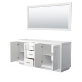 Wyndham WCF292972DWHCXSXXM70 Miranda 72 Inch Double Bathroom Vanity in White, No Countertop, No Sink, Brushed Nickel Trim, 70 Inch Mirror