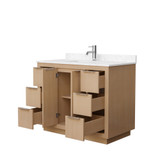 Wyndham WCF282842SLSC2UNSMXX Maroni 42 Inch Single Bathroom Vanity in Light Straw, Light-Vein Carrara Cultured Marble Countertop, Undermount Square Sink