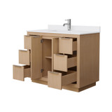 Wyndham WCF282842SLSWCUNSMXX Maroni 42 Inch Single Bathroom Vanity in Light Straw, White Cultured Marble Countertop, Undermount Square Sink