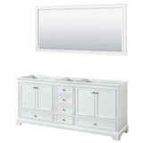 Wyndham WCS202080DWGCXSXXM70 Deborah 80 Inch Double Bathroom Vanity in White, No Countertop, No Sinks, Brushed Gold Trim, 70 Inch Mirror