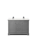 Wyndham WCV232348DKGC2UNSMXX Avery 48 Inch Double Bathroom Vanity in Dark Gray, Light-Vein Carrara Cultured Marble Countertop, Undermount Square Sinks, No Mirror