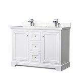 Wyndham WCV232348DWHC2UNSMXX Avery 48 Inch Double Bathroom Vanity in White, Light-Vein Carrara Cultured Marble Countertop, Undermount Square Sinks, No Mirror Wyndham WCV232348DWHC2UNSMXX Avery 48 Inch Double Bathroom Vanity in White, Light-Vein Carrara Cultured Marble Countertop, Undermount Square Sinks, No Mirror