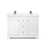 Wyndham WCV232348DWHC2UNSMXX Avery 48 Inch Double Bathroom Vanity in White, Light-Vein Carrara Cultured Marble Countertop, Undermount Square Sinks, No Mirror Wyndham WCV232348DWHC2UNSMXX Avery 48 Inch Double Bathroom Vanity in White, Light-Vein Carrara Cultured Marble Countertop, Undermount Square Sinks, No Mirror