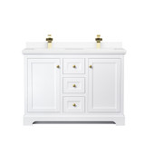 Wyndham WCV232348DWGWCUNSMXX Avery 48 Inch Double Bathroom Vanity in White, White Cultured Marble Countertop, Undermount Square Sinks, Brushed Gold Trim Wyndham WCV232348DWGWCUNSMXX Avery 48 Inch Double Bathroom Vanity in White, White Cultured Marble Countertop, Undermount Square Sinks, Brushed Gold Trim