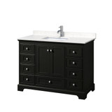 Wyndham WCS202048SDEC2UNSMXX Deborah 48 Inch Single Bathroom Vanity in Dark Espresso, Light-Vein Carrara Cultured Marble Countertop, Undermount Square Sink, No Mirror Wyndham WCS202048SDEC2UNSMXX Deborah 48 Inch Single Bathroom Vanity in Dark Espresso, Light-Vein Carrara Cultured Marble Countertop, Undermount Square Sink, No Mirror